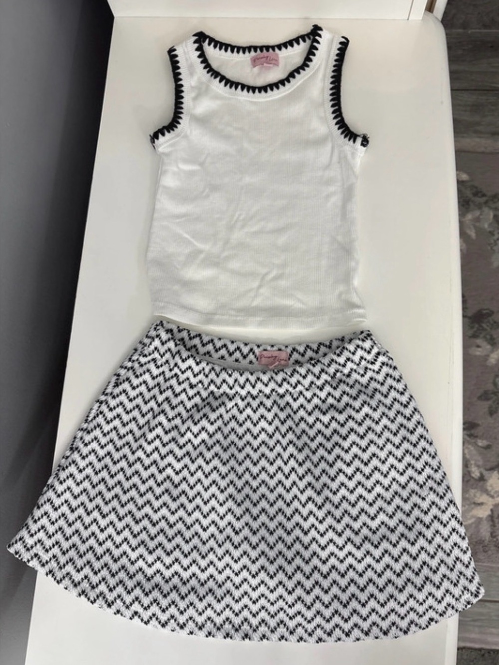 Girls White and Black Two-Piece Matching Set by Paisley Lane